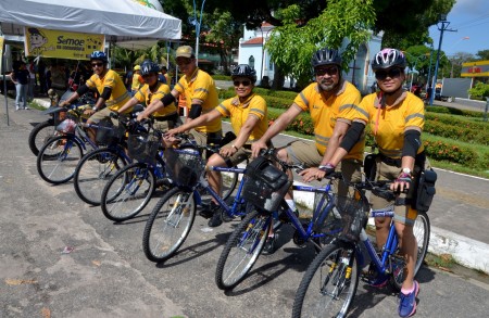 Agentes ciclistas em operação em Mosqueiro. Foto: Neldson Neves